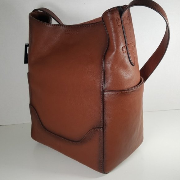 Frye Handbags - NWT Frye Cognac Leather Side Pocket Hobo Tote Bag